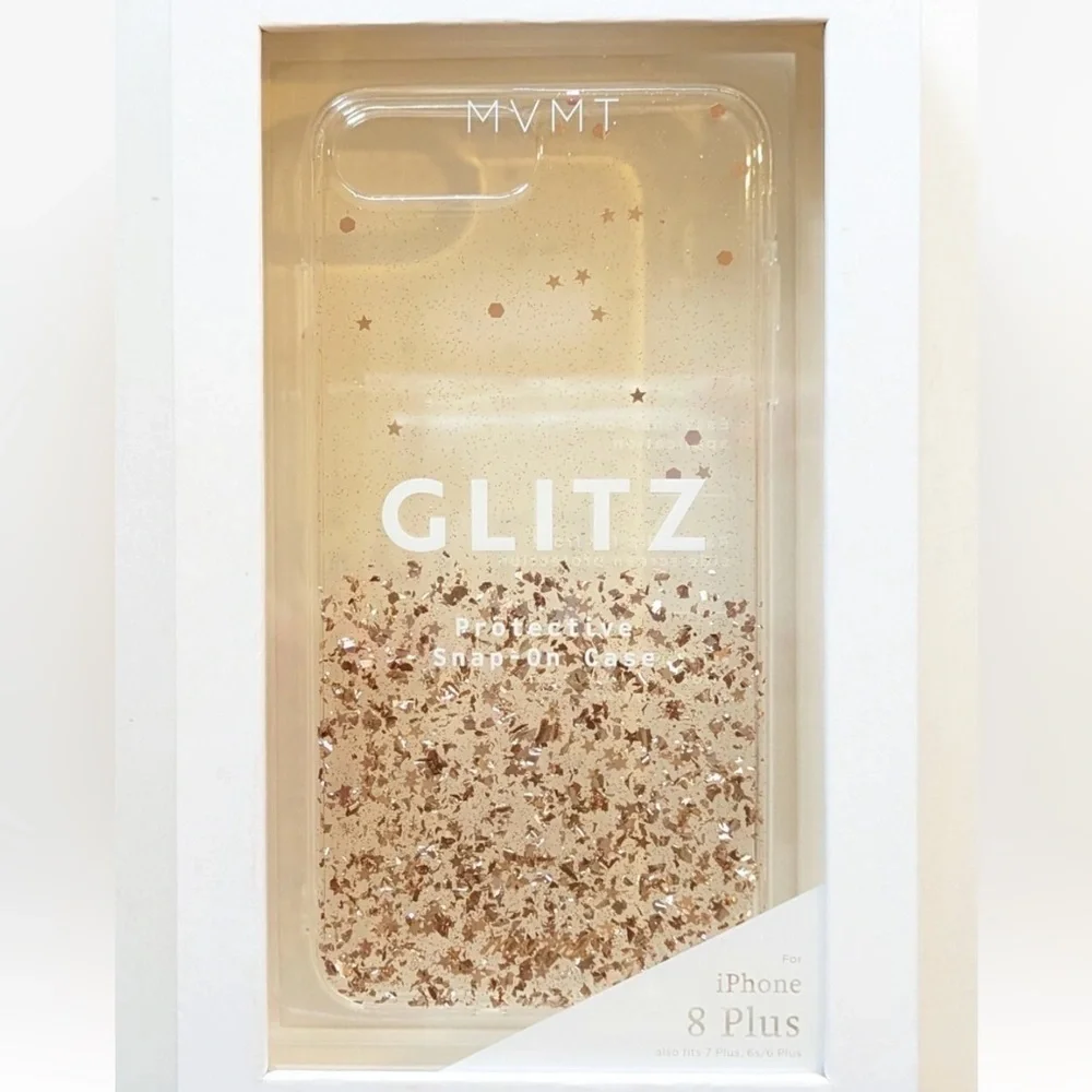 ❤️ 🆕 MVMT Glitz case Apple iPhone 8 Plus Protective Snap-on Rose Gold Glitter